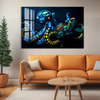 Octopus and Turtle Glass Wall Art – Vibrant Ocean-Inspired Animal Design