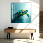 Sea Turtle Glass Wall Art – Vibrant Ocean-Inspired Animal Decor