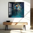 Octopus Glass Wall Art – Majestic Deep Sea Marine Life Decor