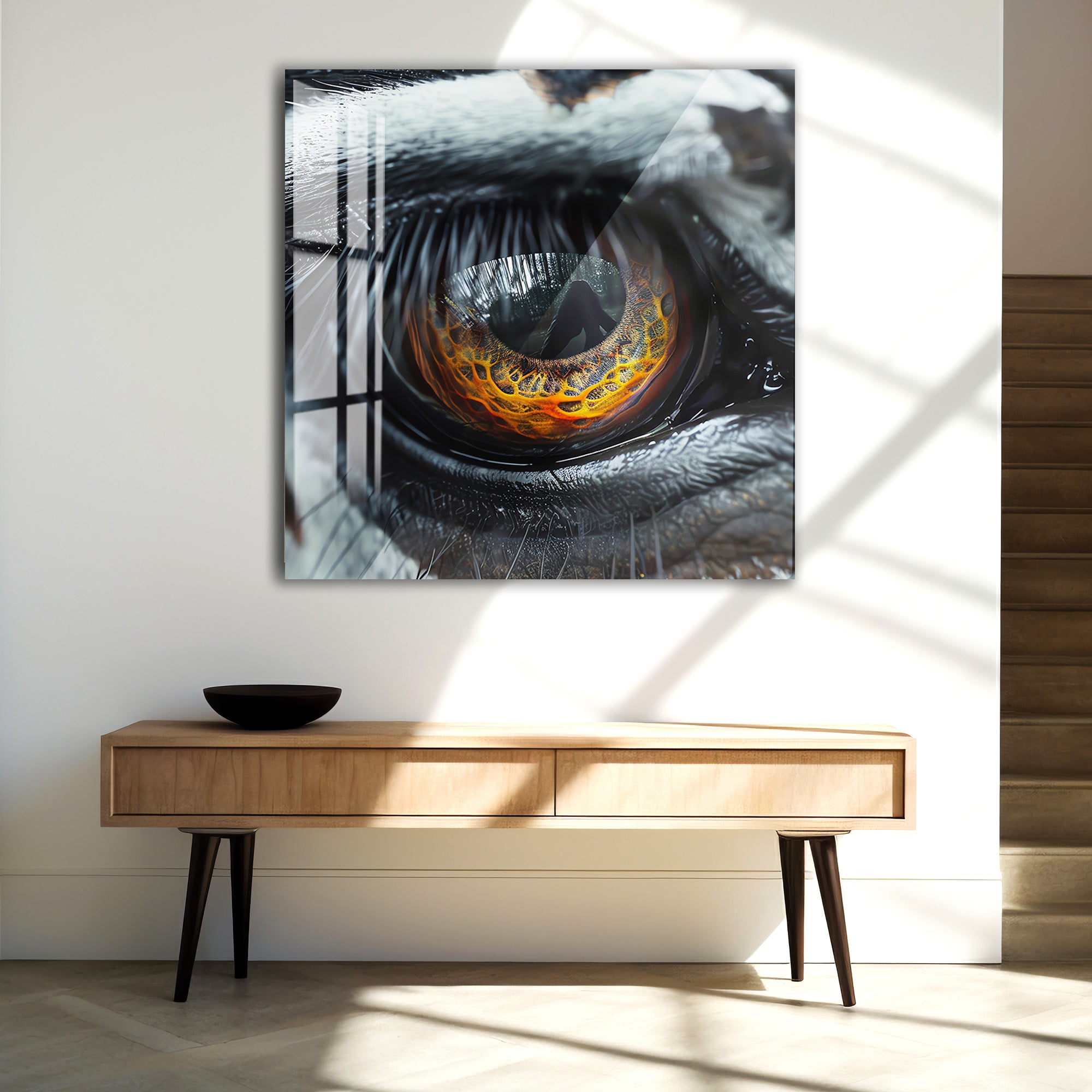 Fiery Tiger Eye Glass Wall Art – Bold Animal-Inspired Modern Home Decor