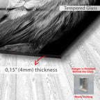 Majestic Lion Glass Wall Art – Powerful Black and White Animal Portrait