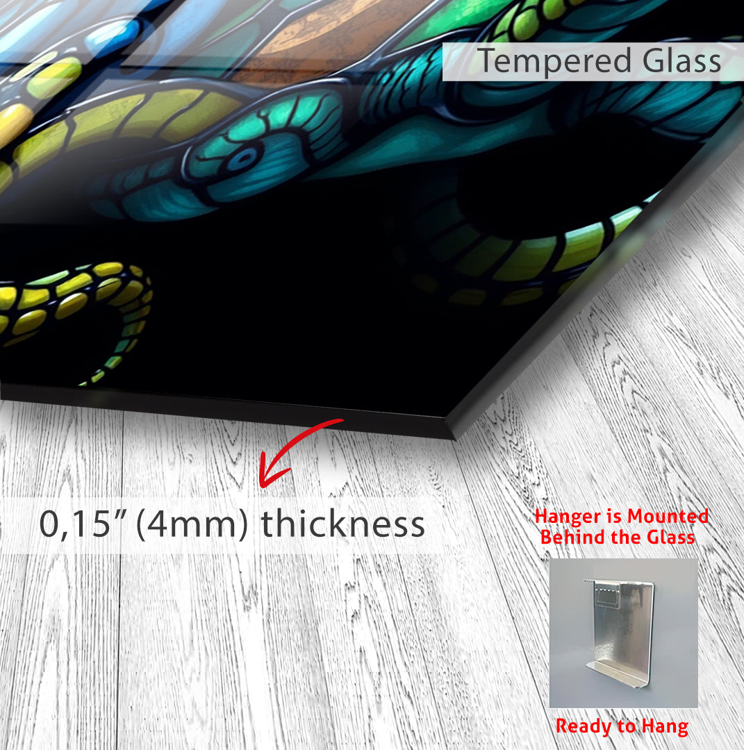 Octopus and Turtle Glass Wall Art – Vibrant Ocean-Inspired Animal Design