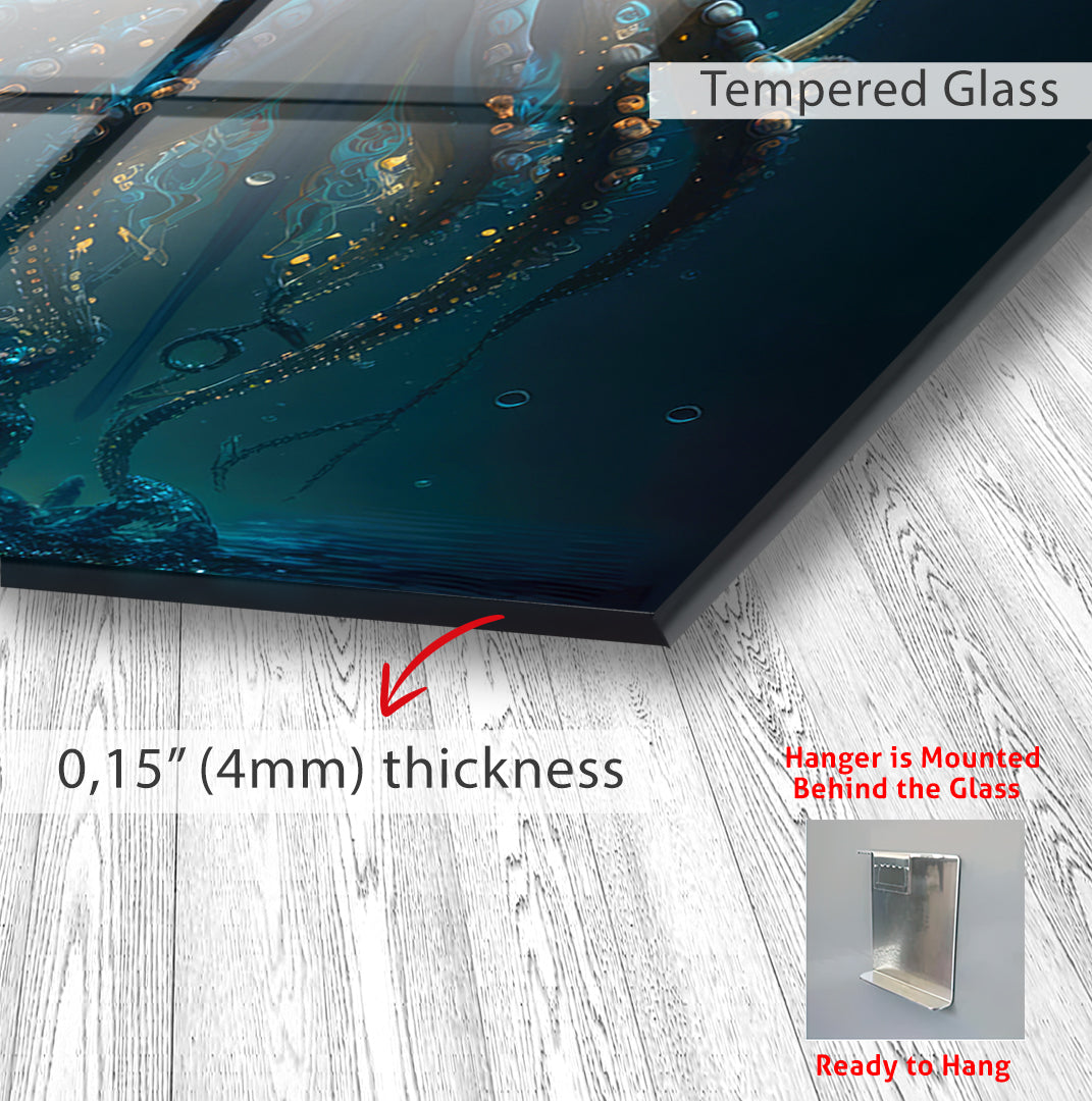 Octopus Glass Wall Art – Majestic Deep Sea Marine Life Decor