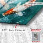Elegant Koi Fish Glass Wall Art – Modern Japanese Inspired Animal Decor