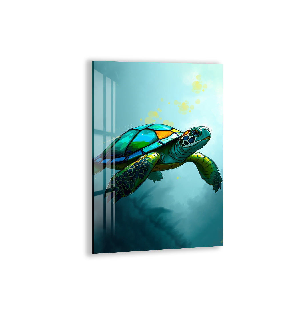 Sea Turtle Glass Wall Art – Vibrant Ocean-Inspired Animal Decor