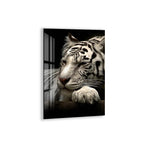 White Tiger Glass Wall Art – Elegant Wildlife Animal Print for Modern Interiors
