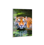 Tiger in Water Glass Wall Art – Powerful Wildlife Animal Print for Modern Decor