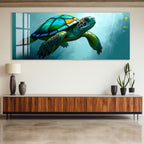Sea Turtle Glass Wall Art – Vibrant Ocean-Inspired Animal Decor
