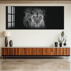 Majestic Lion and Lioness Glass Wall Art – Powerful Animal Decor for Modern Interiors