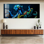 Octopus and Turtle Glass Wall Art – Vibrant Ocean-Inspired Animal Design