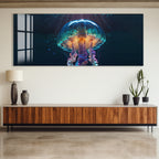 Glowing Jellyfish Glass Wall Art – Elegant Ocean-Inspired Animal Decor