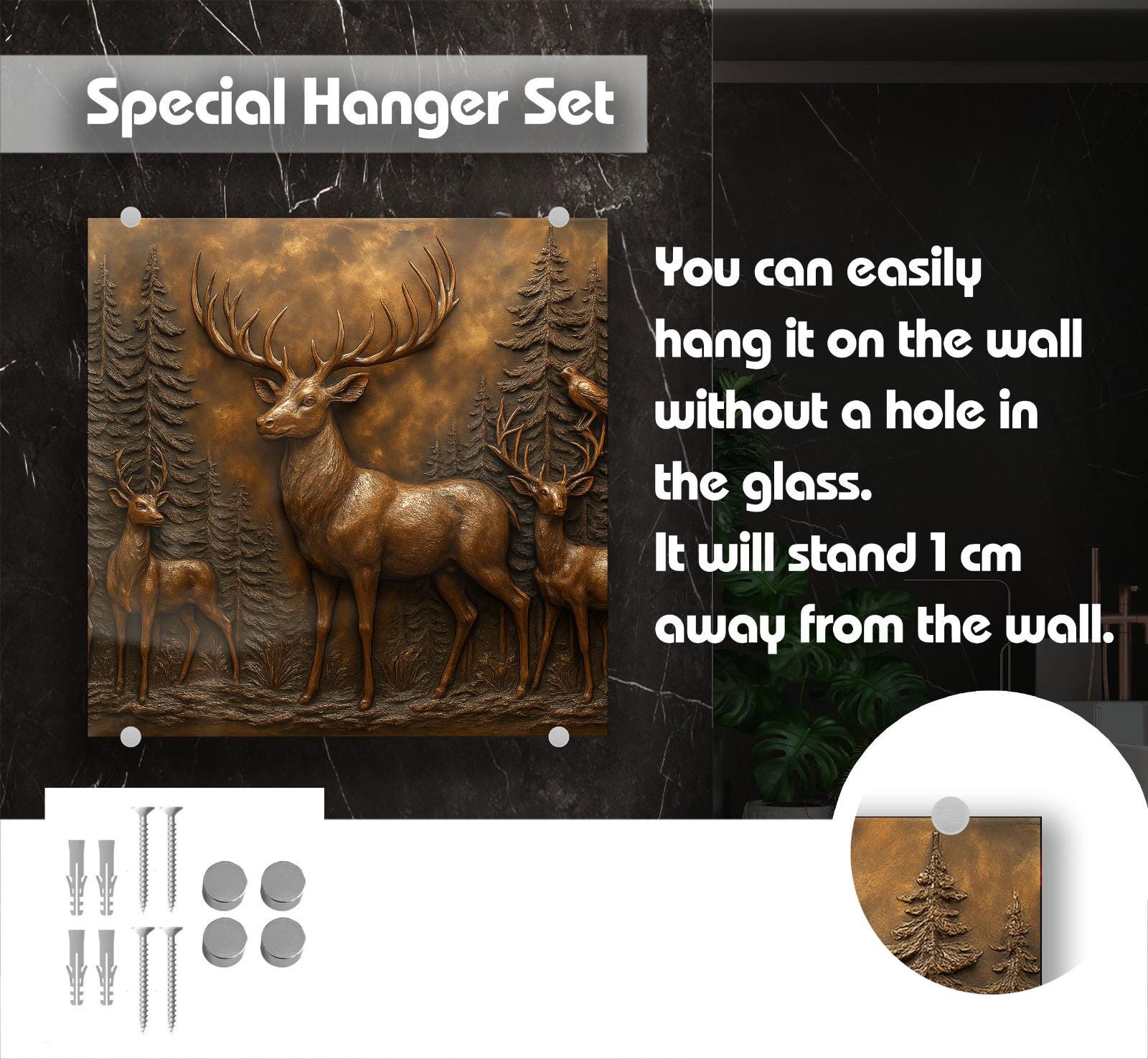 a metal plaque with a picture of a deer