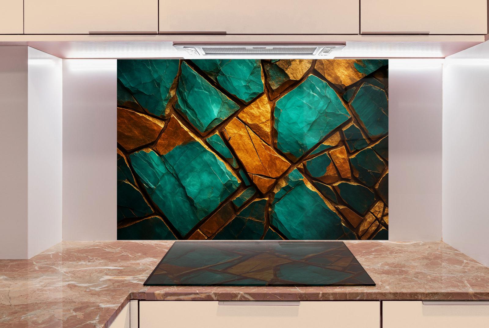 a painting on a wall in a kitchen