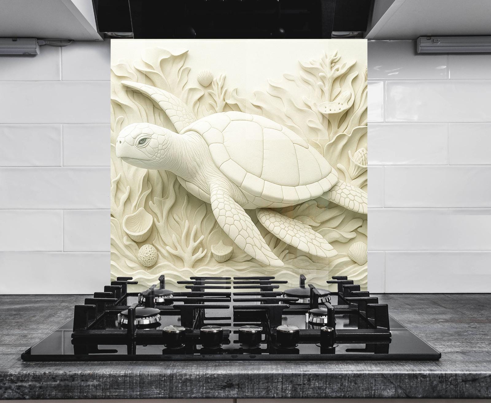 a picture of a turtle on top of a stove