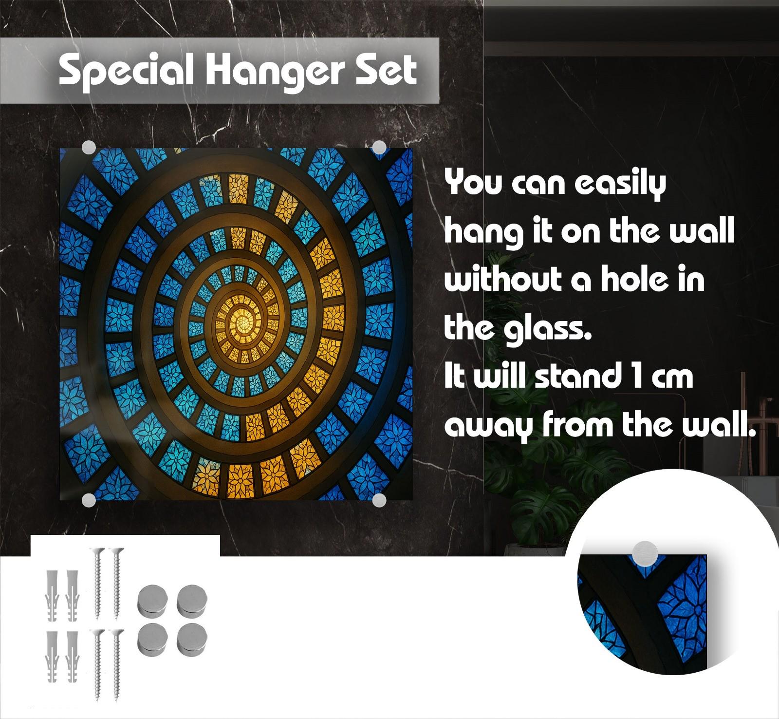 a picture of a stained glass window with the words special hanger set