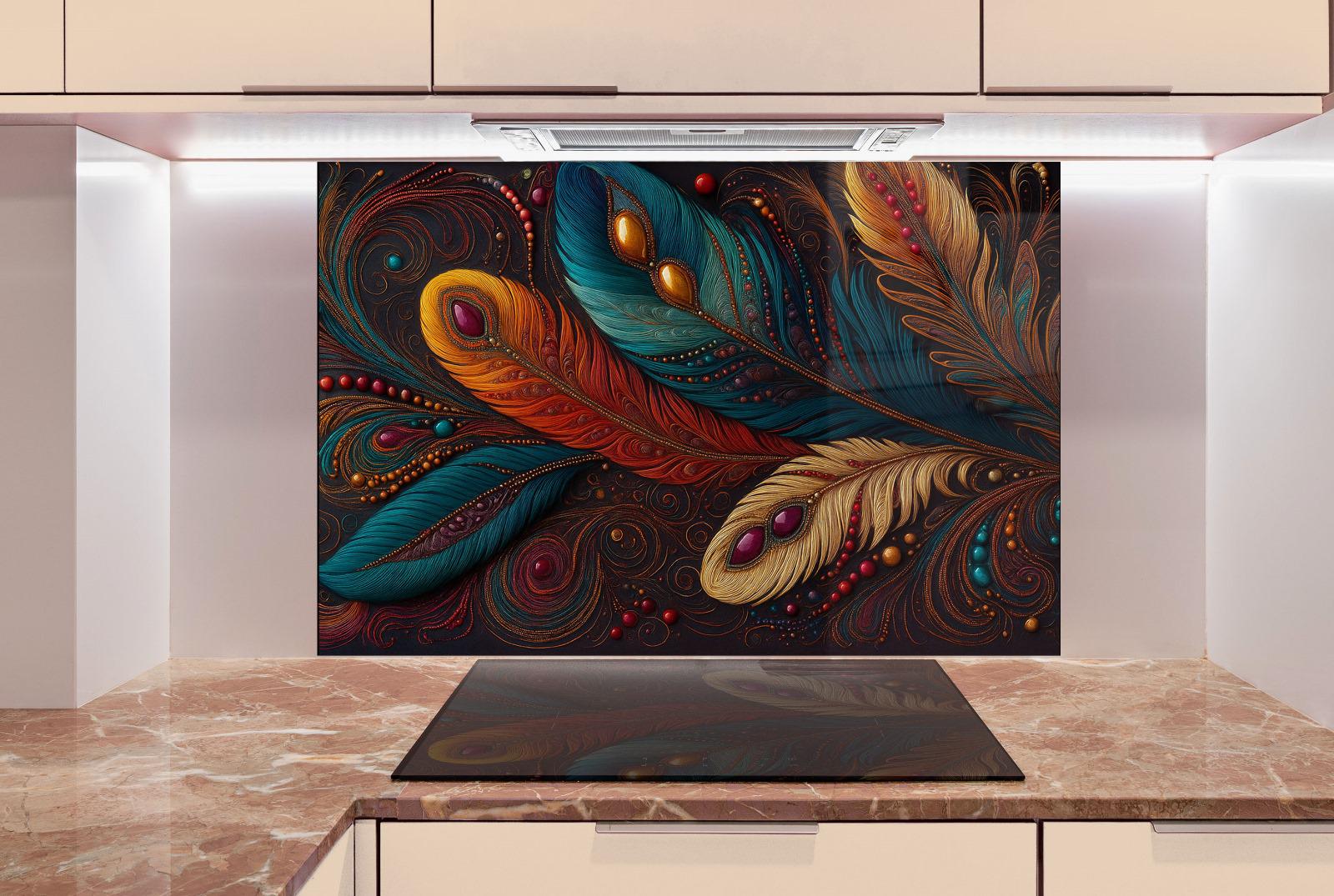 a painting on a wall in a kitchen