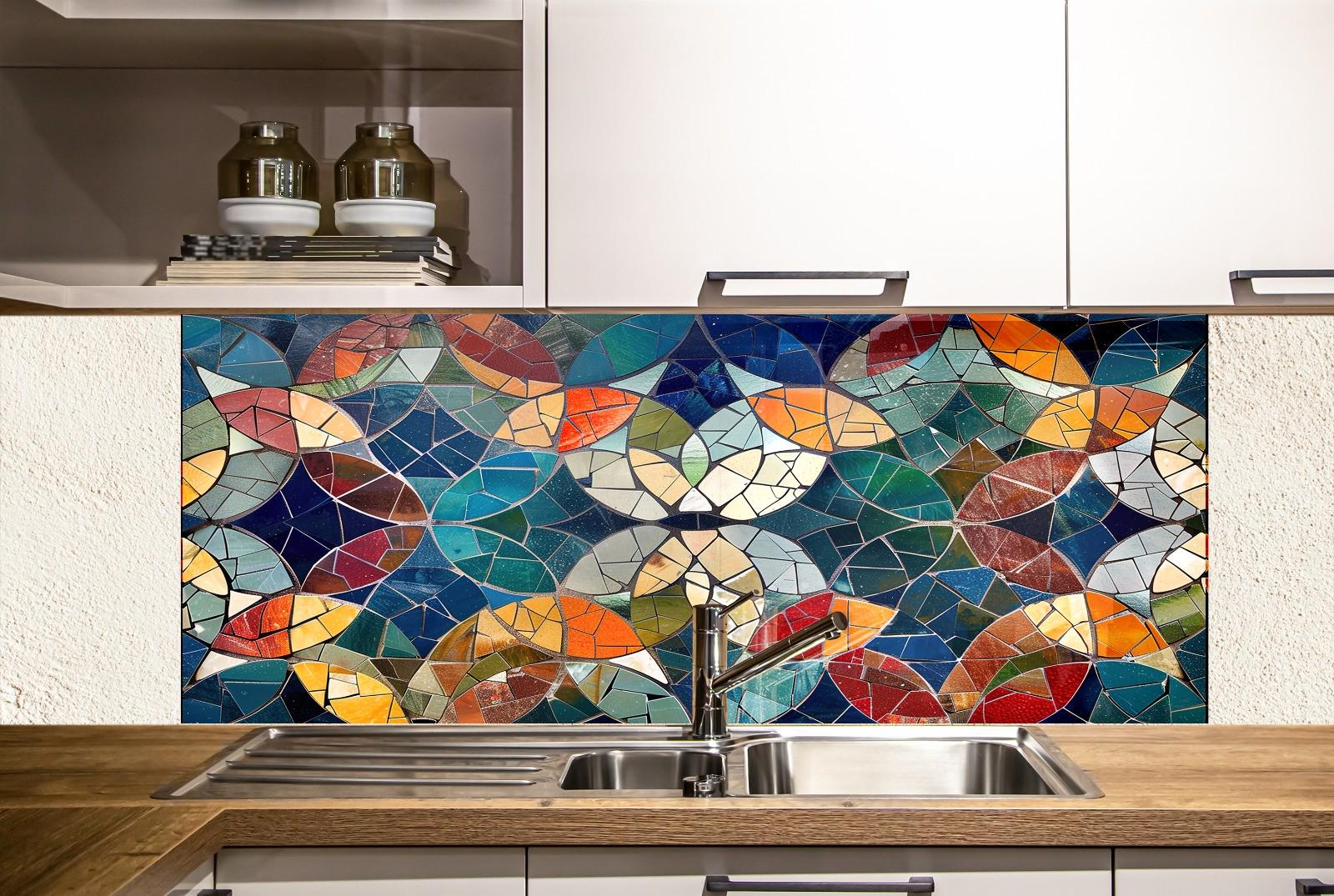 Mosaic Backsplash Tile-Solid Tempered Glass Wall Protection-Kitchen Backsplash-Ethnic Moroccan Splashback-Bathroom Backsplash