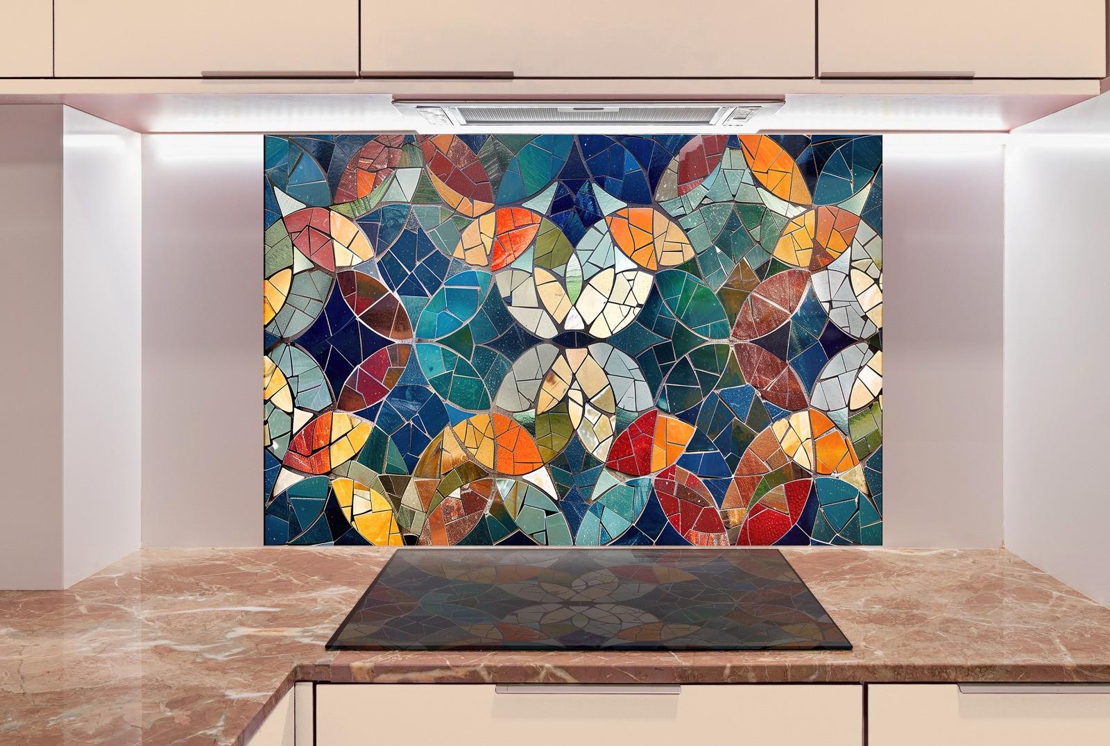 Mosaic Backsplash Tile-Solid Tempered Glass Wall Protection-Kitchen Backsplash-Ethnic Moroccan Splashback-Bathroom Backsplash