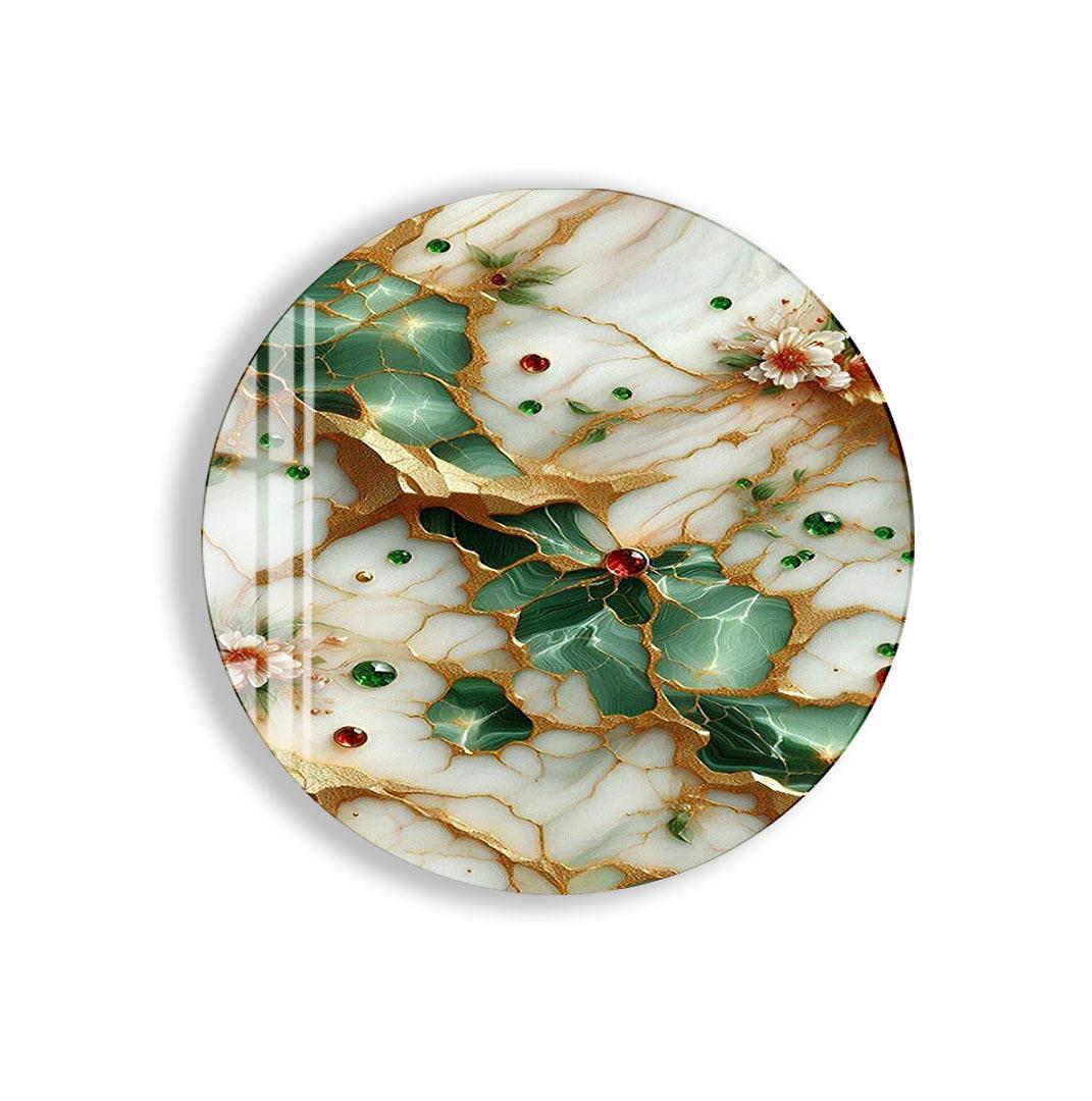 a decorative oval plate with a floral pattern on it.