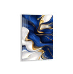 The image is a vibrant abstract artwork with swirling patterns of blue and gold colors. The artwork is predominantly blue and gold, with the blue and gold colors creating a dynamic and visually striking composition.