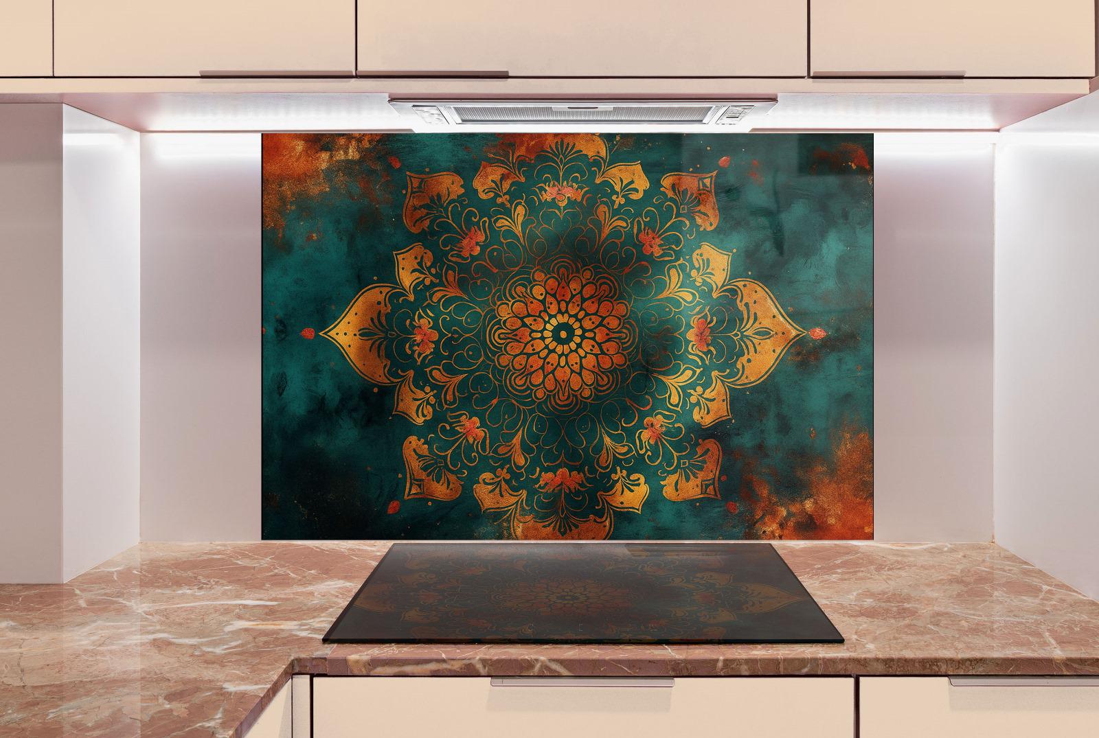 a painting on a wall in a kitchen