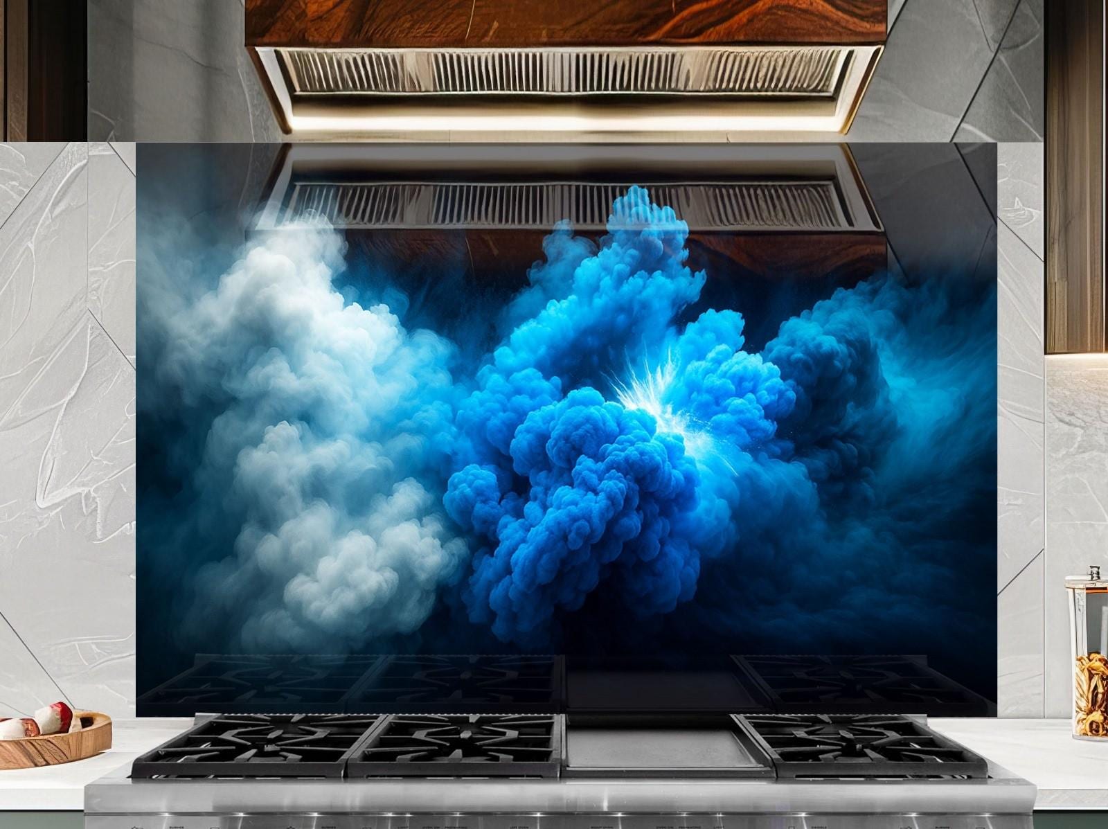 a picture of a tv screen with blue smoke coming out of it