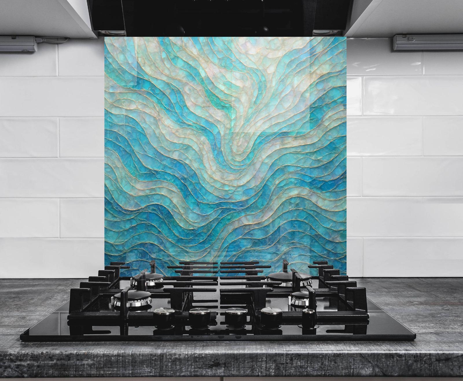 Tempered Glass Marble Backsplash: Silver Stove Back Cover, Kitchen Splashback