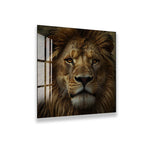 A close-up portrait of a majestic lion, its golden mane and intense gaze capturing the viewer's attention.