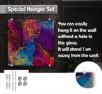 The image is a special hanger set that allows you to easily hang it on the wall without a hole in the glass. It will stand 1 cm away from the wall.