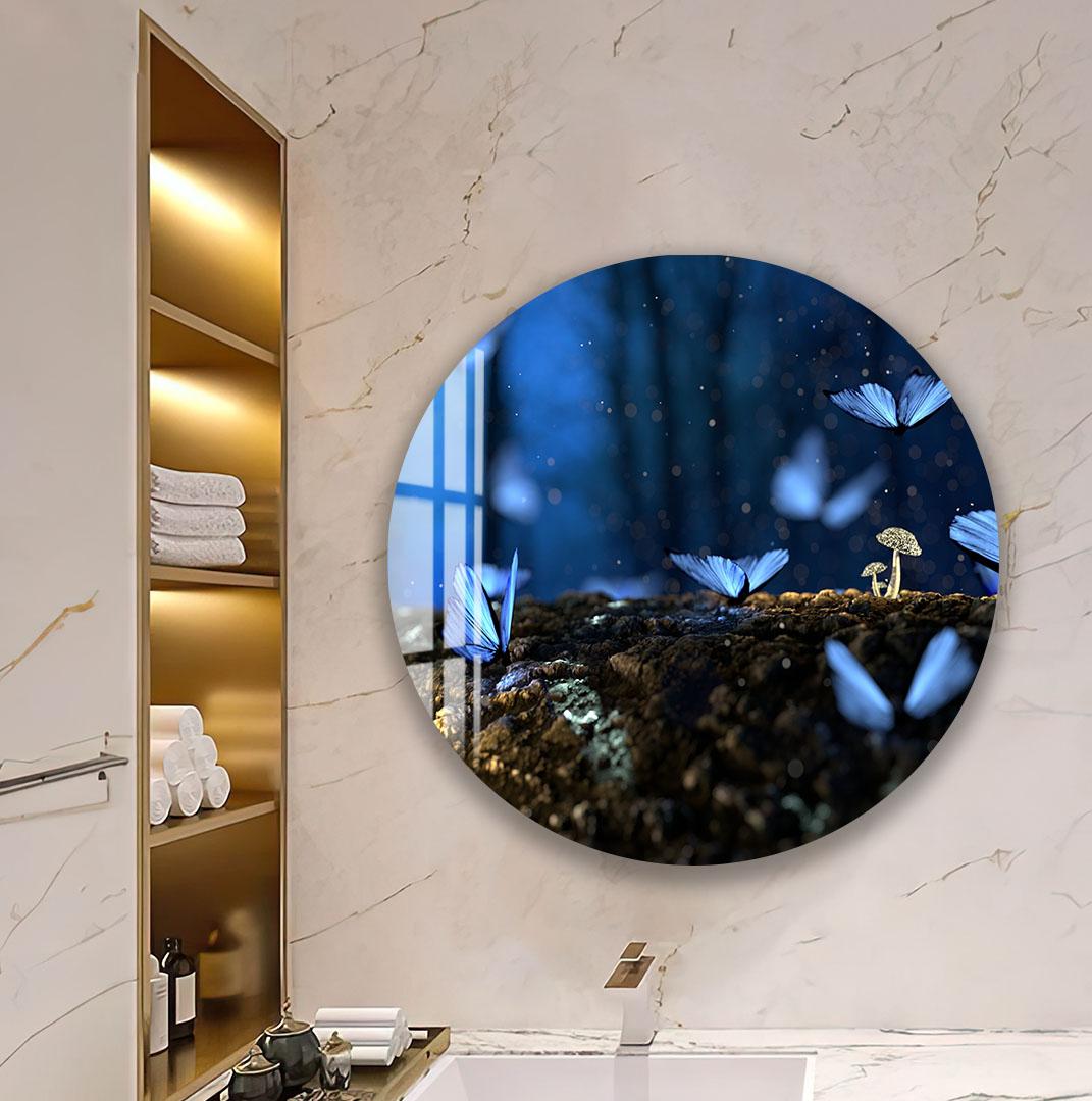 A tiger is depicted in a bathroom, with its head submerged in water, creating a serene and captivating scene.