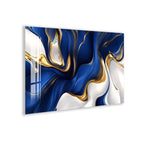 The image is a vibrant abstract artwork with swirling patterns of blue and gold colors. The artwork is predominantly blue and gold, with the blue and gold colors creating a dynamic and visually striking composition.