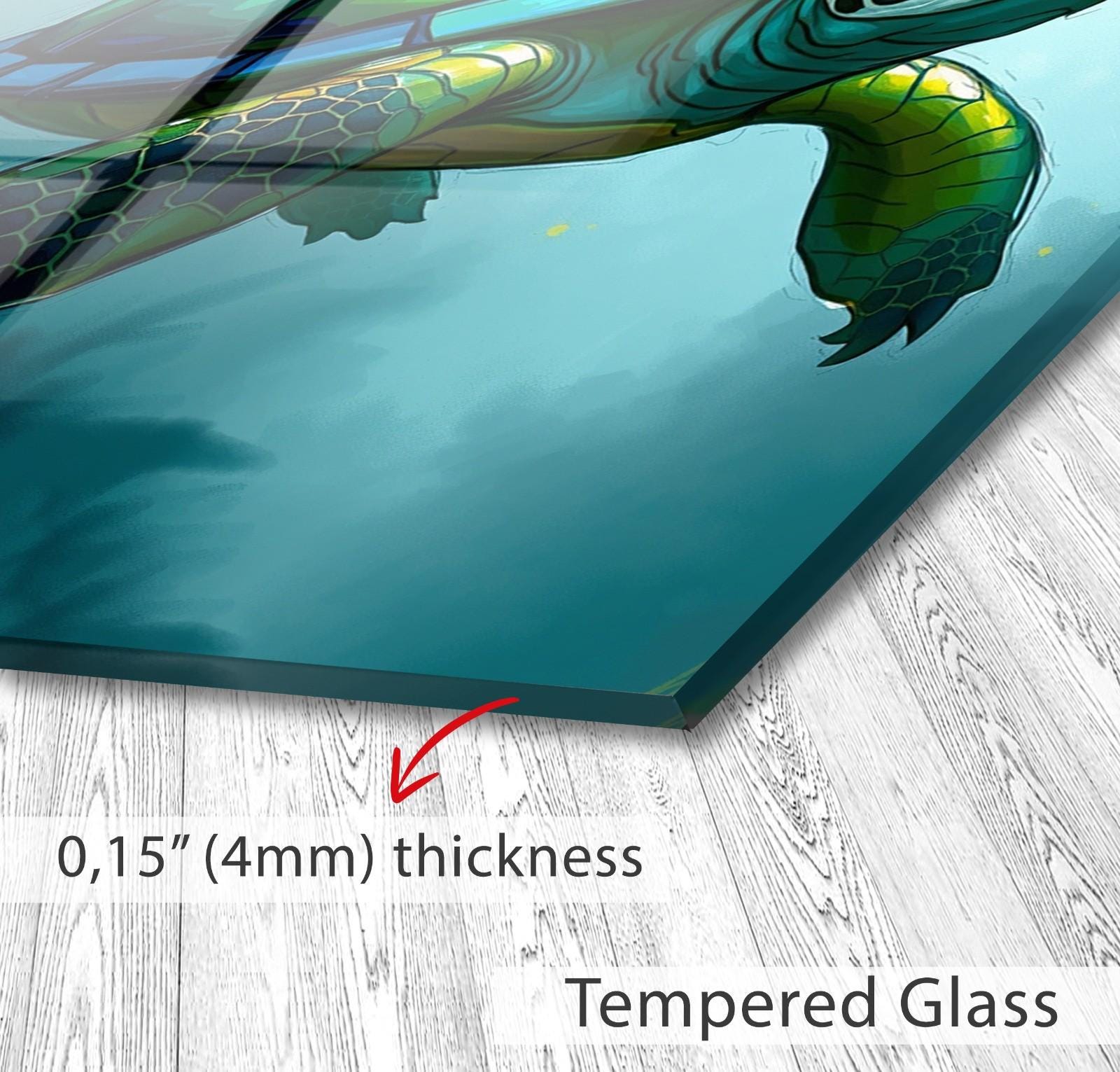 Sea Turtle Tempered Glass Backsplash: Luxury Kitchen Art Panel