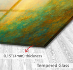 Abstract Art Tempered Glass Backsplash, Gold Black Swirl (Custom Size)