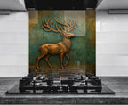 a painting of a deer on a green wall