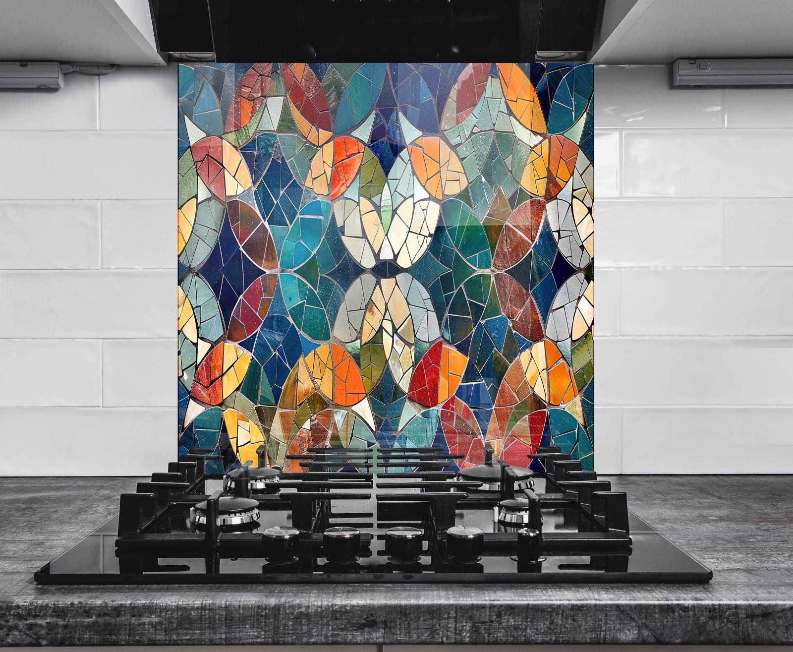 Mosaic Backsplash Tile-Solid Tempered Glass Wall Protection-Kitchen Backsplash-Ethnic Moroccan Splashback-Bathroom Backsplash