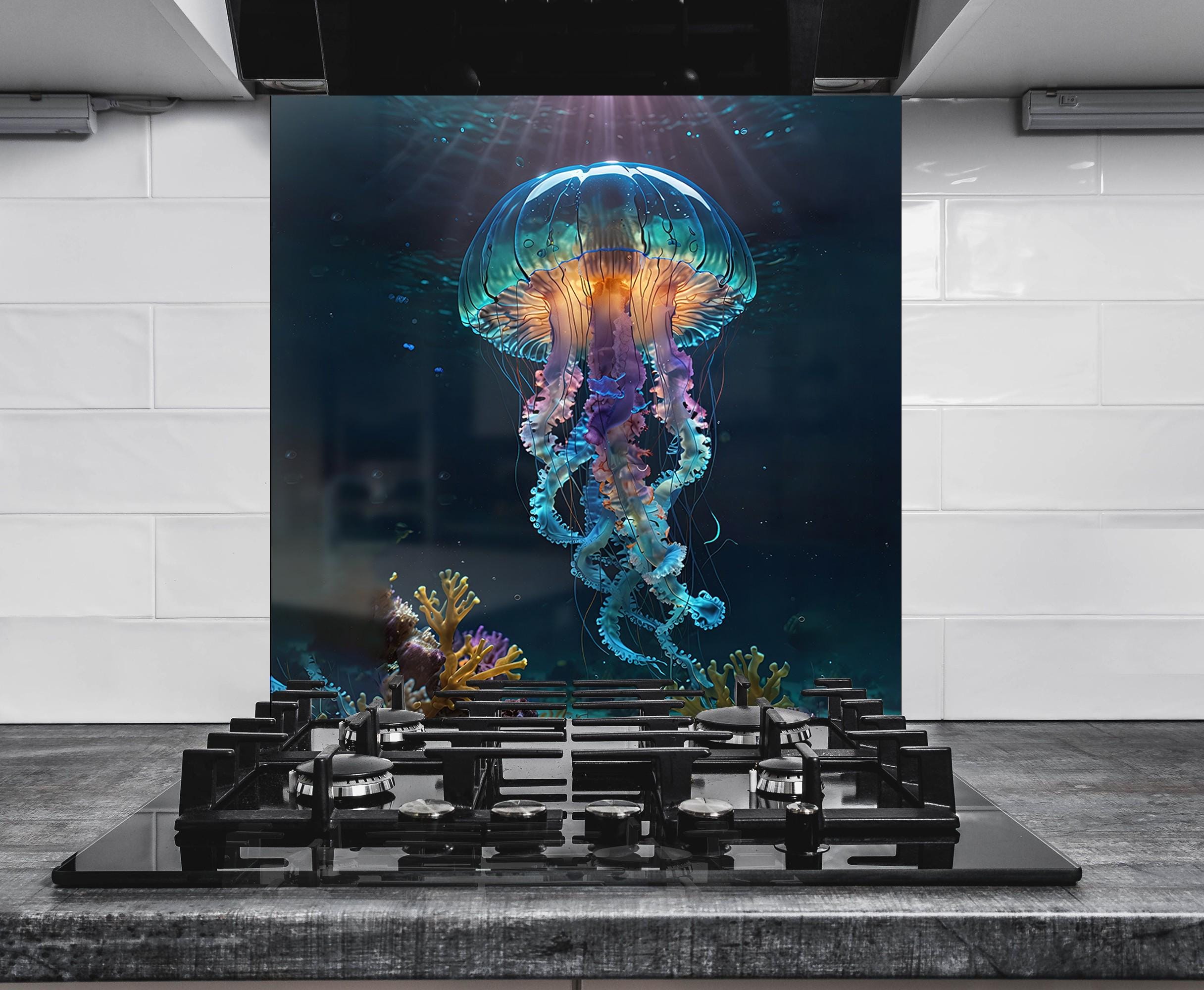 a painting of a jellyfish on a wall