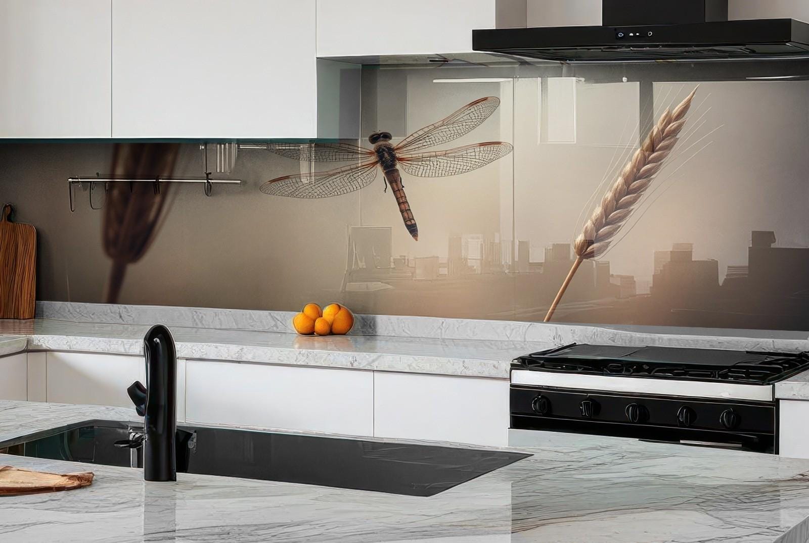 a kitchen with a stove top oven next to a counter