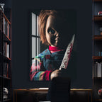 Chucky Horror Movie Glass Wall Art – Killer Doll Home Decor