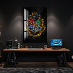 Harry Potter Hogwarts Crest Glass Wall Art – Fantasy Movie Home Decor