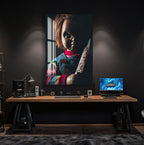 Chucky Horror Movie Glass Wall Art – Killer Doll Home Decor