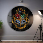 Harry Potter Hogwarts Crest Glass Wall Art – Fantasy Movie Home Decor