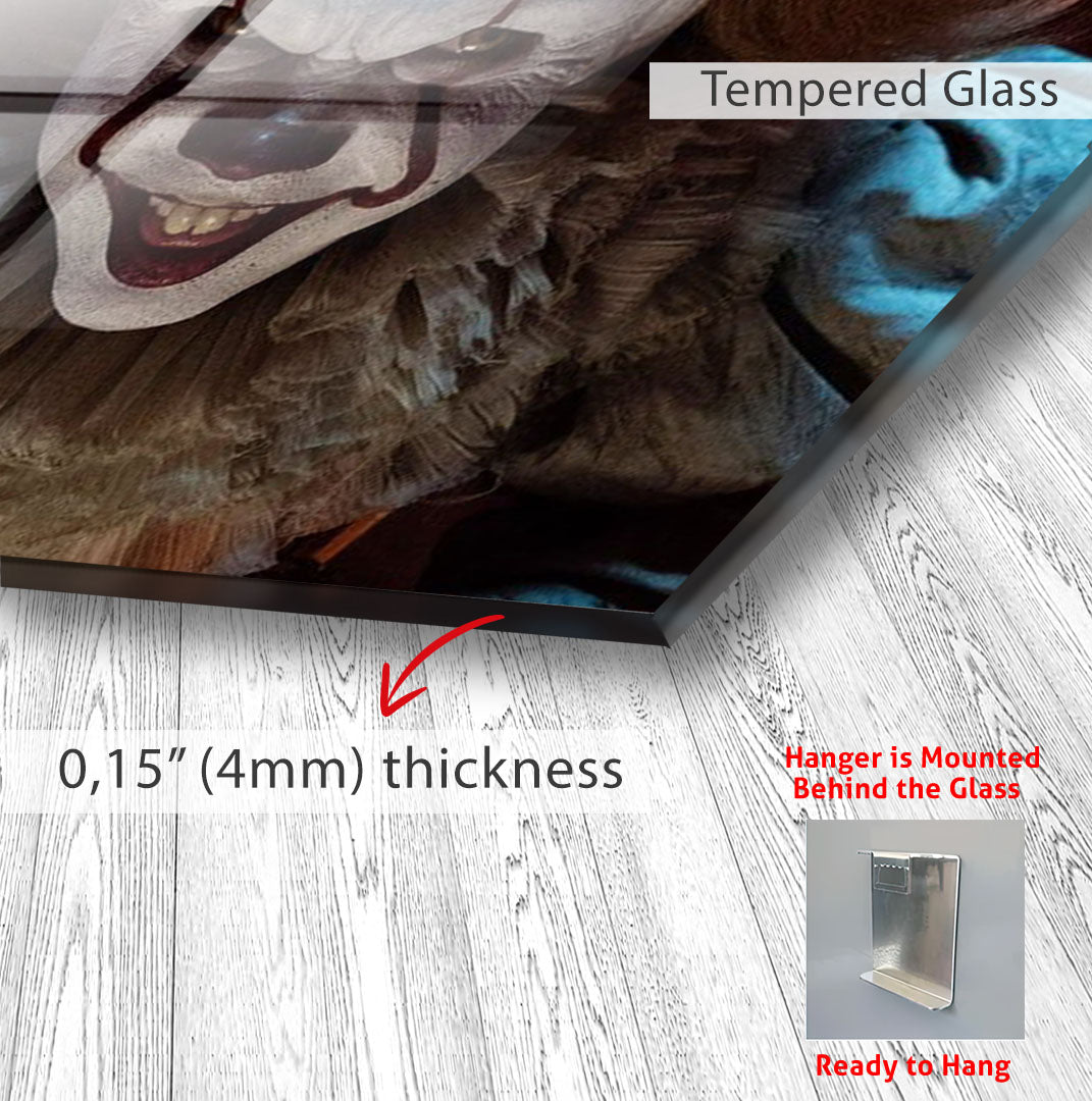 Pennywise IT Glass Wall Art – Horror Movie Home Decor