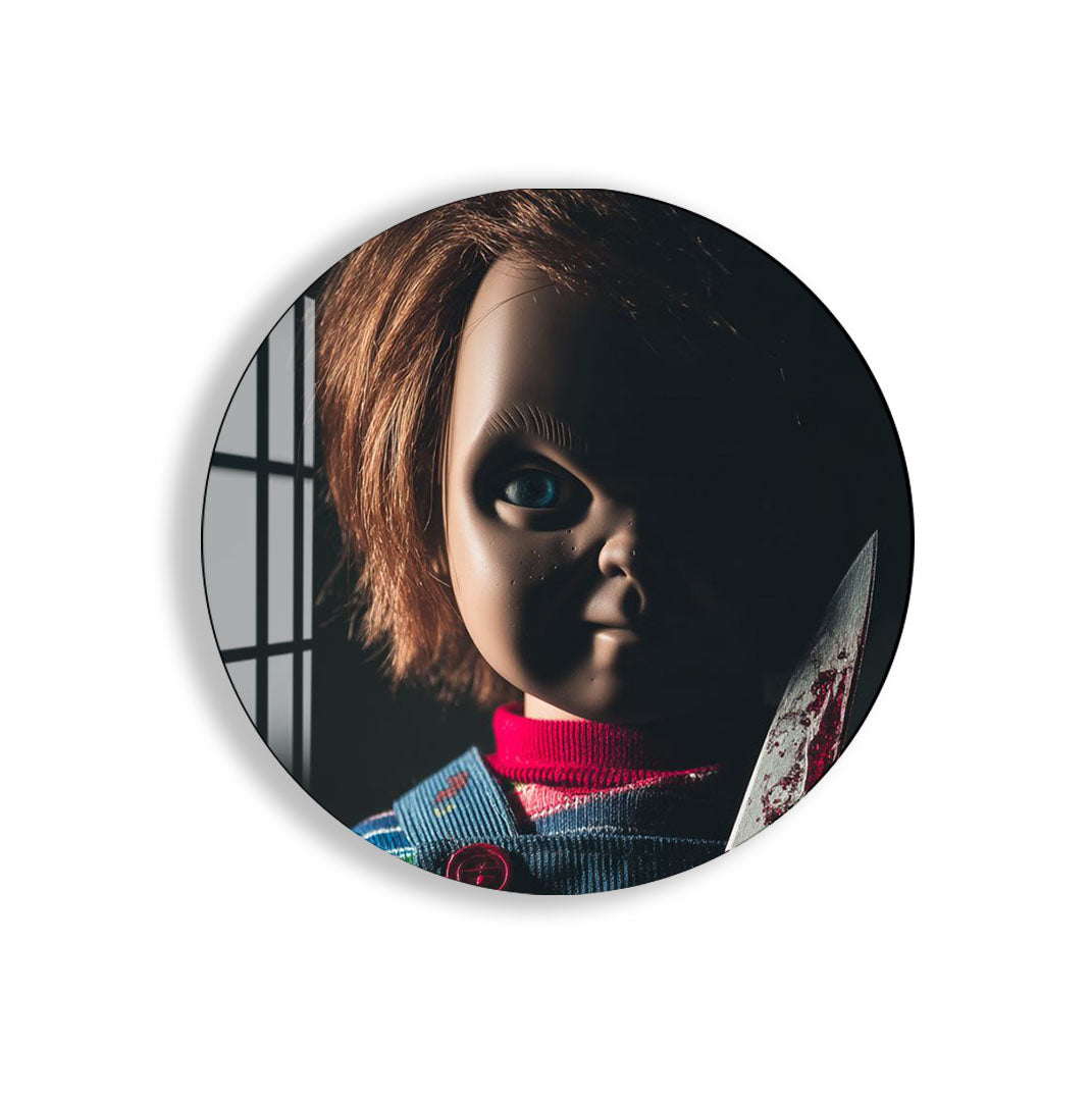 Chucky Horror Movie Glass Wall Art – Killer Doll Home Decor