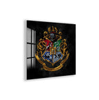 Harry Potter Hogwarts Crest Glass Wall Art – Fantasy Movie Home Decor