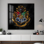 Harry Potter Hogwarts Crest Glass Wall Art – Fantasy Movie Home Decor