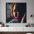 Chucky Horror Movie Glass Wall Art – Killer Doll Home Decor