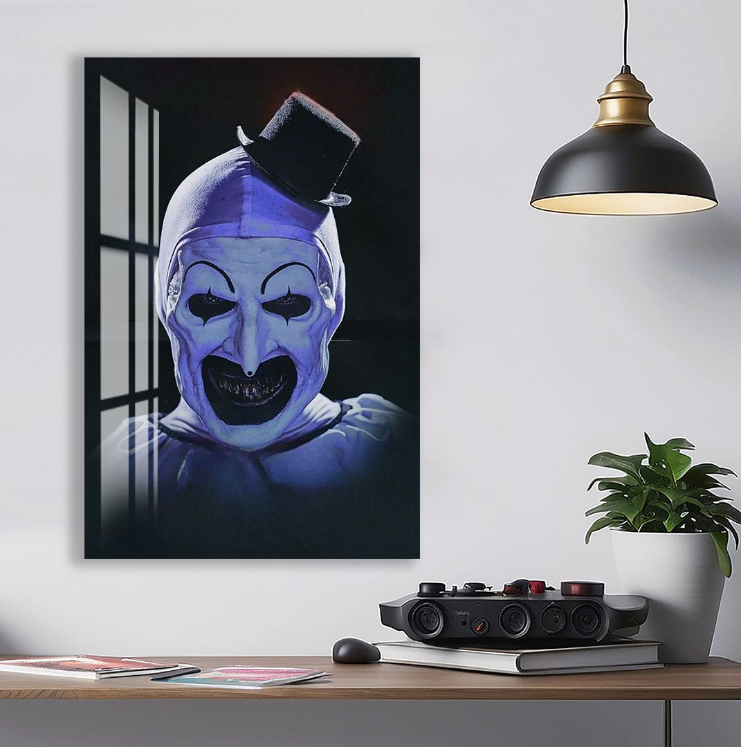 Art the Clown Terrifier Glass Wall Art – Horror Movie Home Decor