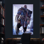 God of War Kratos Glass Wall Art – Epic Gaming Decor for Modern Interiors