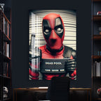 Deadpool Mugshot Glass Wall Art – Marvel Superhero Home Decor