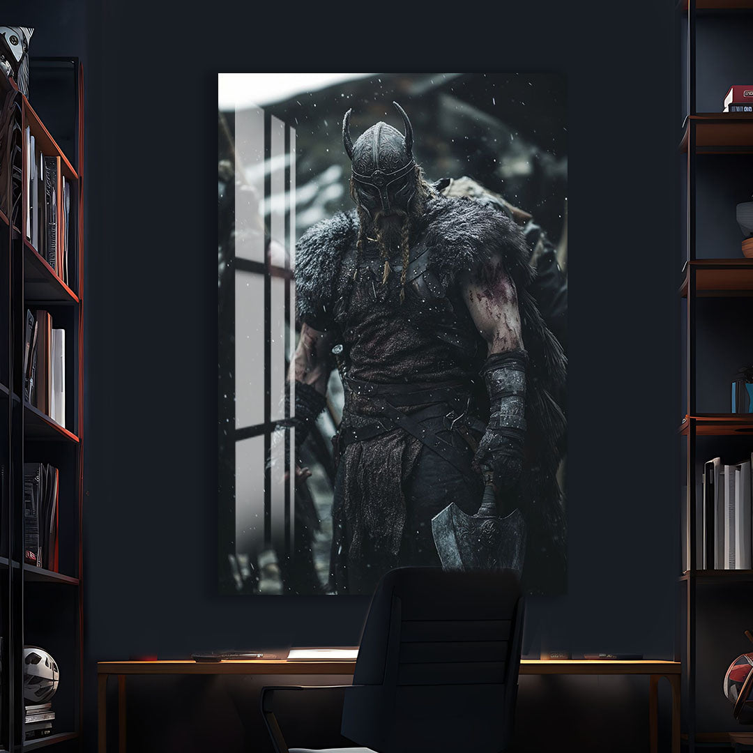 Viking Warrior Glass Wall Art – Norse Mythology Movie Inspired Home Decor
